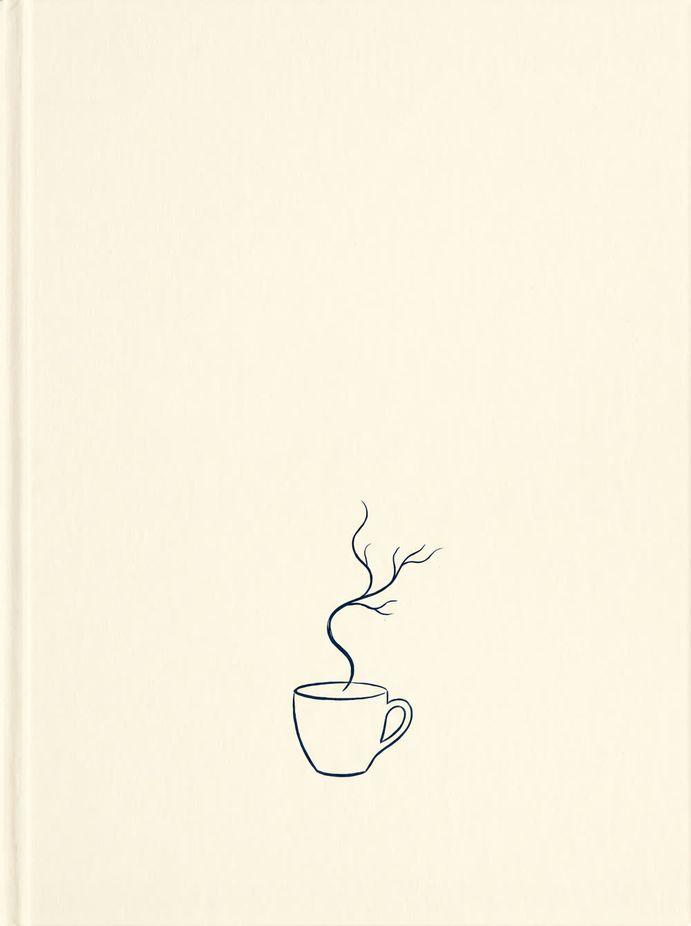 Minimalist book cover concept: a coffee cup with a thin branching steam line